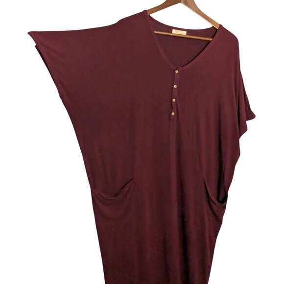 Dwell & Slumber Burgundy One Size Lounge Dress Pockets Button XL sz 18 - Picture 7 of 9